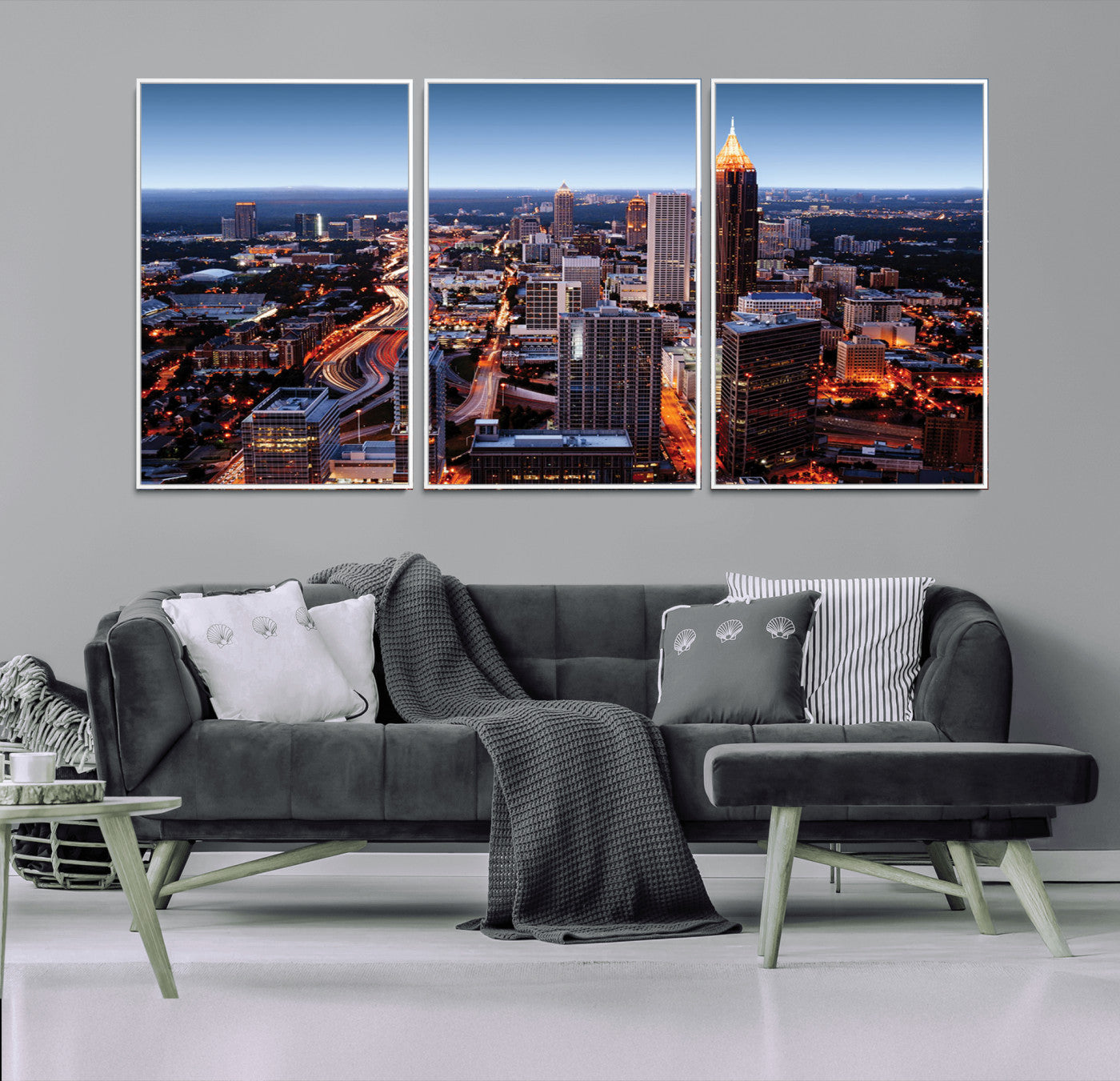 81886632-MGV-CV-36X24-Atlanta Skyline Wall Art – Vibrant City Lights Canvas Print, Modern Urban Cityscape Decor for Living Room, Office, or Apartment
