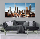 23859158-MGV-CV-36X24-Atlanta Skyline Wall Art – Modern Cityscape Canvas Print with Night Lights and Traffic Trails, Urban Decor for Office, Apartment,