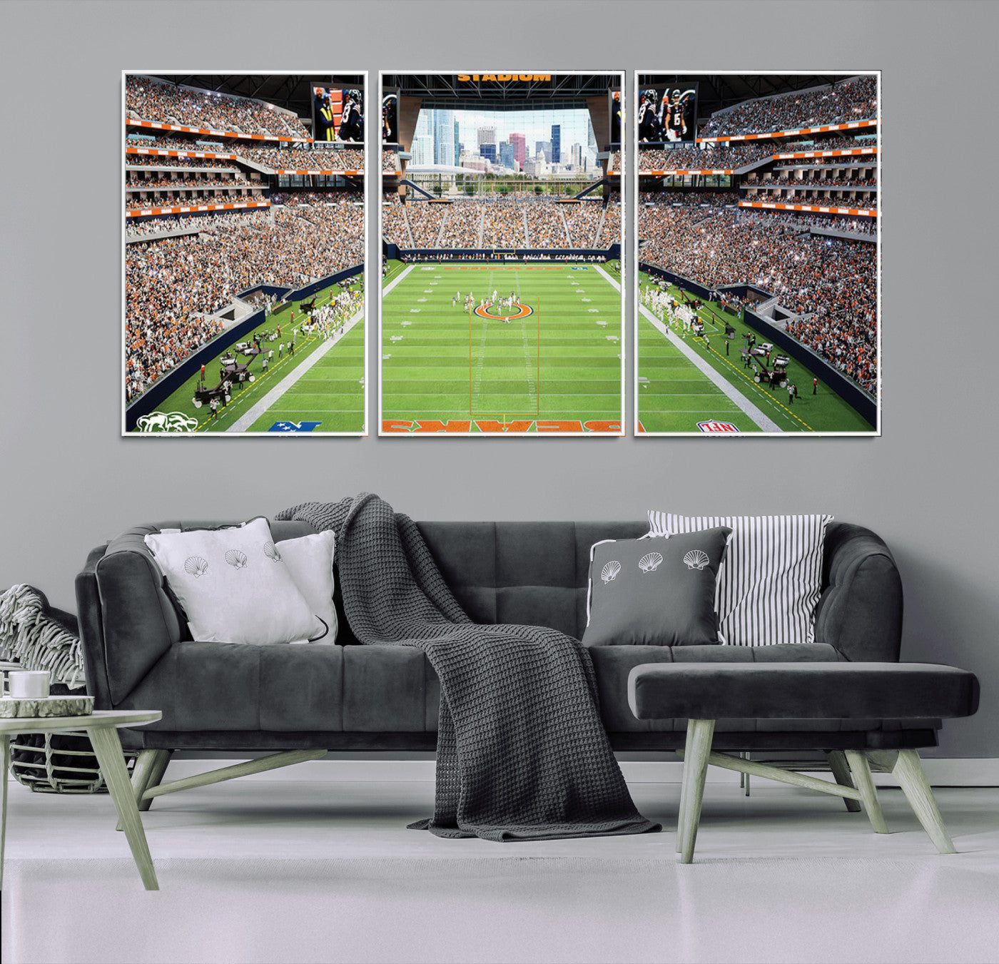 76935553-MGV-CV-36X24-Football Stadium Wall Art – Panoramic Game Day Canvas Print, Sports Decor for Man Cave, Office, Bar, or Living Room