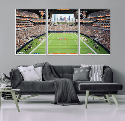 76935553-MGV-CV-36X24-Football Stadium Wall Art – Panoramic Game Day Canvas Print, Sports Decor for Man Cave, Office, Bar, or Living Room