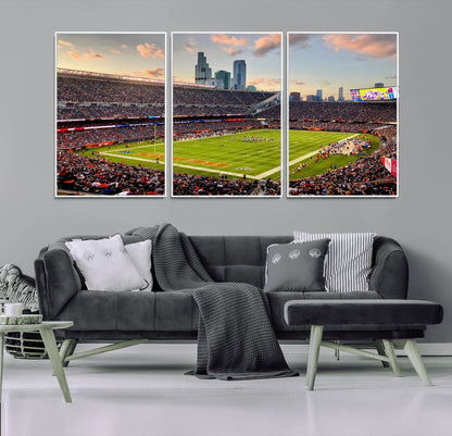 55377093-MGV-CV-36X24-Soldier Field Wall Art – Panoramic Chicago Bears Football Stadium Canvas Print, Game Day Sports Decor for Man Cave, Bar, Office,