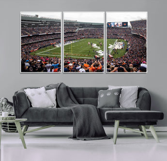 18347149-MGV-CV-36X24-Soldier Field Wall Art – Chicago Bears Football Stadium Canvas Print, Game Day Sports Decor for Man Cave, Bar, Office, or Living
