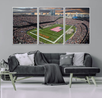 98106777-MGV-CV-36X24-Soldier Field Wall Art – Chicago Bears Stadium Canvas Print with American Flag, Game Day Football Decor for Man Cave, Bar, or