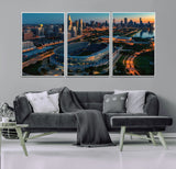 36690345-MGV-CV-36X24-Soldier Field Wall Art – Chicago Bears Stadium Aerial Night Canvas Print, City Skyline Football Decor for Living Room, Office, or