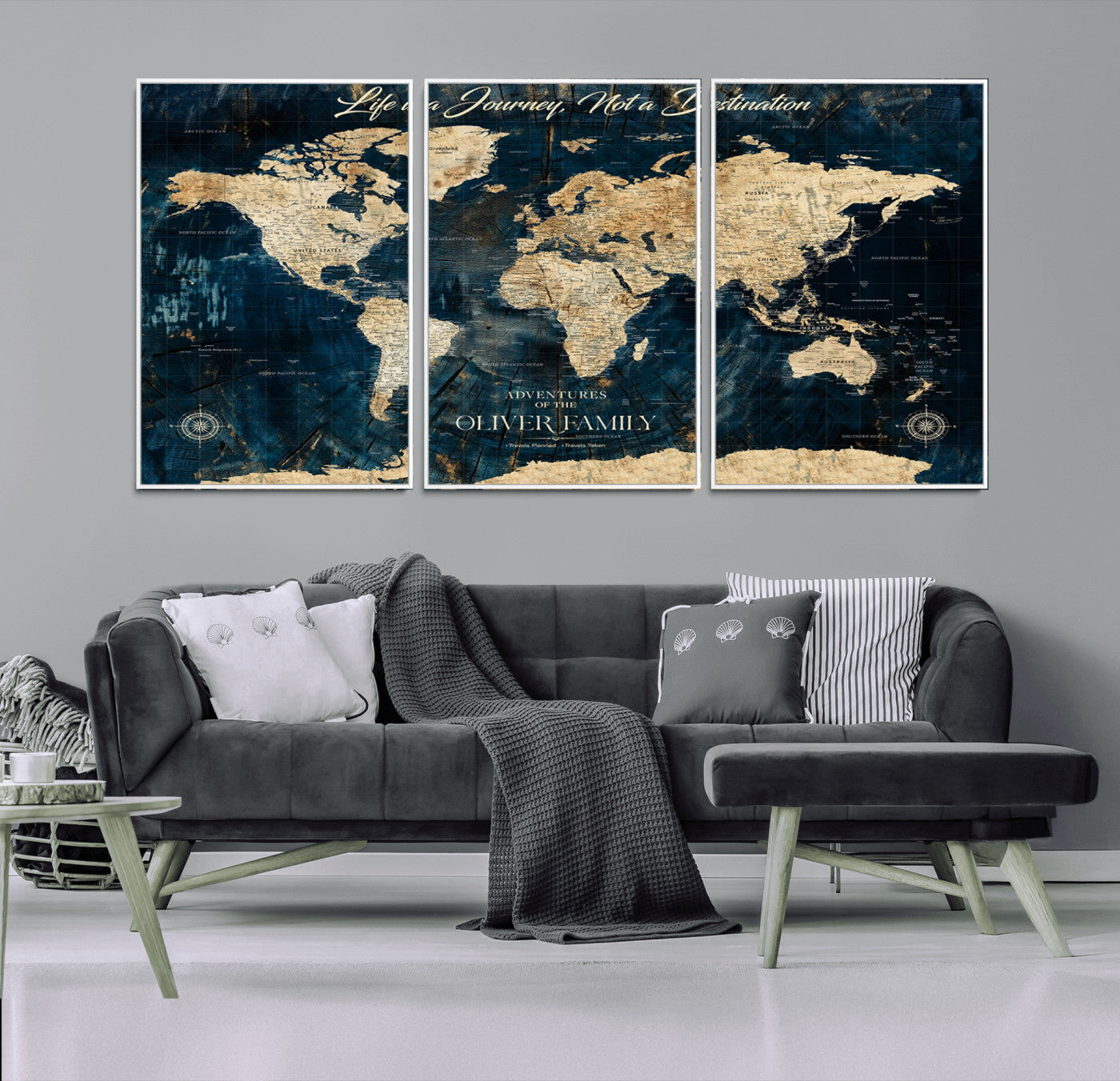 36970886-MGV-FC-60X30-3P_White-Life is a Journey Not a Destination World Map Rustic Navy Beige Vintage Travel Wall Art Adventure Quote Canvas Print for Home