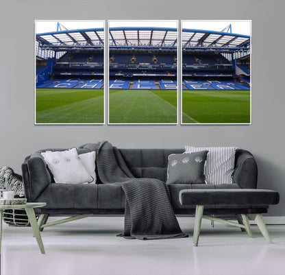 38616413CHELSA-MGV-CV-36X24-Chelsea Stadium Wall Art – Panoramic Football Field Canvas Print, Game Day Sports Decor for Living Room, Office, or Man Cave