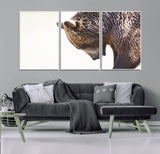14405507-MGV-FC-60X30-3P_White-Bear Wall Art – Wildlife Canvas Print with Rustic Animal Portrait and Minimalist Background, Nature Inspired Photography for