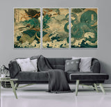 24416422-MGV-CV-36X24-Samurai vs Octopus Wall Art – Japanese Warrior Ocean Battle Canvas Print, Ukiyo e Inspired Decor for Home, Office, or Man Cave