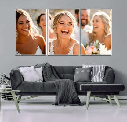 CSTM912-MGV-CV-36X24-Framed Wedding Canvas Print - Custom Wall Art Keepsake for Couples, Elegant Home Decoration Gift, Create Your Own Photo Canvas