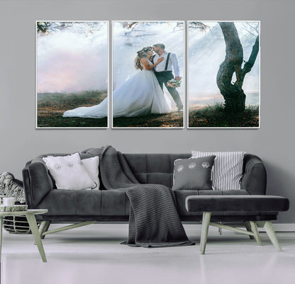 CSTM913-MGV-CV-36X24-Framed Wedding Canvas Print - Custom Wall Art Keepsake for Couples, Elegant Home Decoration Gift, Create Your Own Photo Canvas