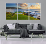 67486665-MGV-FC-60X30-3P_White-Golf Course Wall Art – Pebble Beach Oceanfront Canvas Print, Coastal Fairway Photography Sports Decor for Living Room, Office, Man