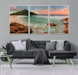 53831025-MGV-CV-36X24-Coastal Landscape Wall Art – Tropical Beach Ocean Canvas Print, Sunset Mountain View Photography Decor for Living Room, Bedroom,