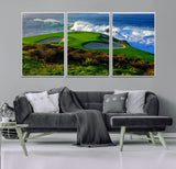 13644055-MGV-CV-36X24-Golf Wall Art – Oceanfront Green Canvas Print, Scenic Coastal Course Photography Decor for Bedroom, Living Room, Office, Sports