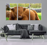 68411138-MGV-CV-36X24-Farmhouse Wall Art – Highland Cow Canvas Print, Rustic Country Cattle Photography Decor for Bedroom, Living Room, Office, Ranch,
