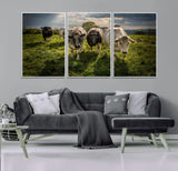 67277447-MGV-FC-60X30-3P_White-Farmhouse Wall Art – Herd of Cows Canvas Print, Rustic Country Pasture Photography Decor for Bedroom, Living Room, Office, Ranch,