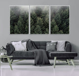 84059409-MGV-CV-36X24-Forest Wall Art – Misty Evergreen Trees Canvas Print, Tranquil Nature Photography Decor for Bedroom, Living Room, Office, Cabin or