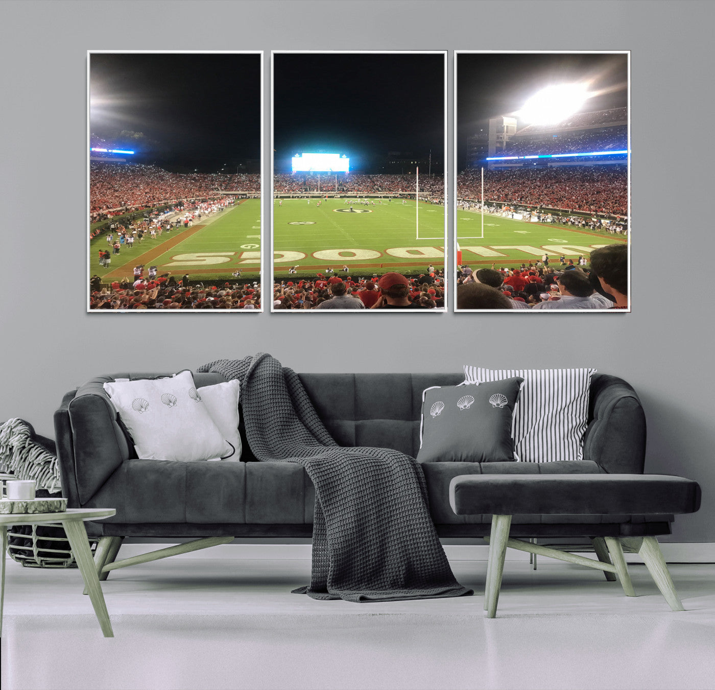 16230786-MGV-CV-36X24-Sanford Stadium Wall Art – Georgia Bulldogs Football Night Game Canvas Print, College Sports Decor for Man Cave, Bar, Office, or