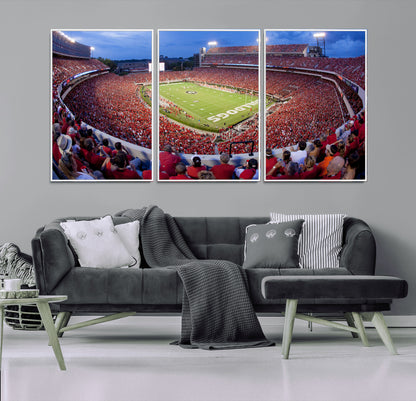 10244378-MGV-FC-60X30-3P_White-Sanford Stadium Wall Art – Georgia Bulldogs Football Panoramic Evening Canvas Print, College Game Day Decor for Man Cave, Bar, or
