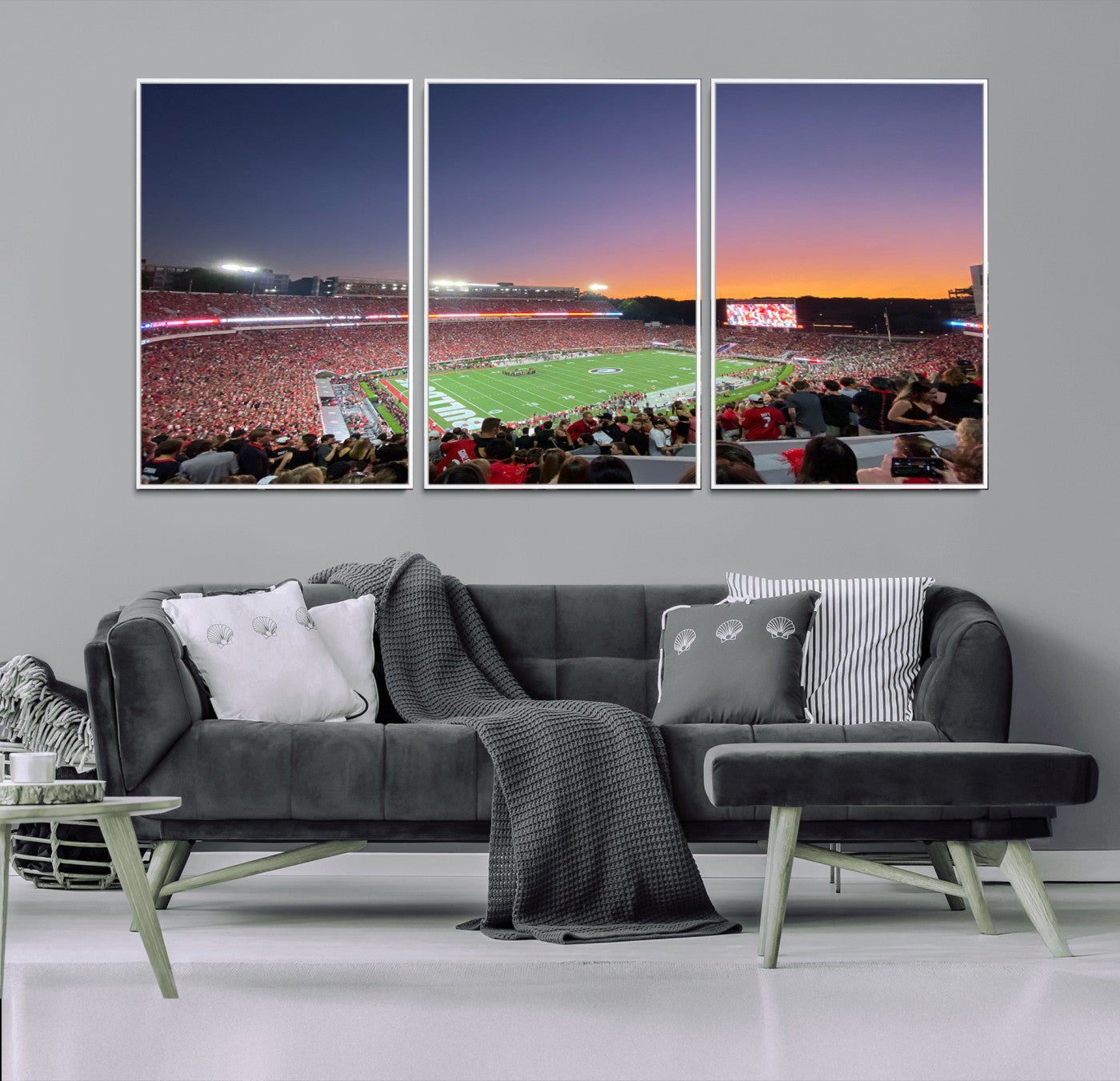 25139565-MGV-CV-36X24-Sanford Stadium Wall Art – Georgia Bulldogs Football Sunset Panorama Canvas Print, College Game Day Decor for Man Cave, Bar, or