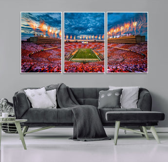 94266219-MGV-CV-36X24-Neyland Stadium Wall Art – Tennessee Volunteers Checkerboard Game Day Canvas Print, College Football Fireworks Decor for Man Cave