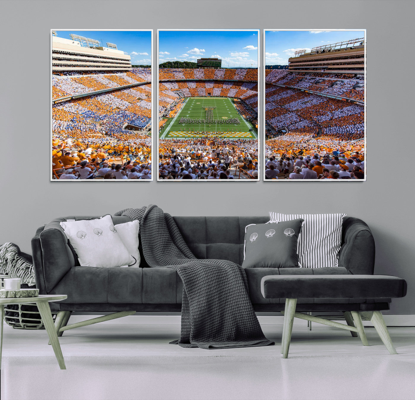 77097951-MGV-CV-36X24-Neyland Stadium Wall Art – Panoramic Tennessee Volunteers Checkerboard Crowd Canvas Print, Football Game Day Decor for Office, Man
