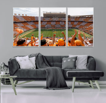 76011417-MGV-CV-36X24-Neyland Stadium Wall Art – Panoramic Tennessee Volunteers Checkerboard Crowd Canvas Print, Day Game Football Celebration Sports