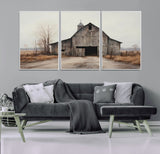 90499-MGV-CV-36X24-Old Barn Wall Art Canvas Print, Framed Rustic Barn Art Picture Print, Abandoned Farm Perfect Rustic Farmhouse Decor Artwork