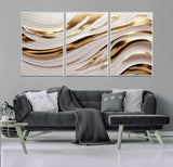 41237-MGV-CV-36X24-Gold Waves Wall Art Canvas Print, Framed Elegant Flow Art Picture Print, Luxury Layers Perfect Minimal Luxe Decor Artwork