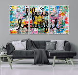 36856-MGV-FC-60X30-3P_White-Life Is Beautiful Wall Art – Colorful Graffiti Canvas Print, Modern Street Style Artwork, Inspirational Decor for Living Room,