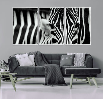 43631-MGV-CV-36X24-Black and White Zebra Wall Art – Modern Animal Print Canvas Artwork for Living Room, Bedroom, or Office Decor