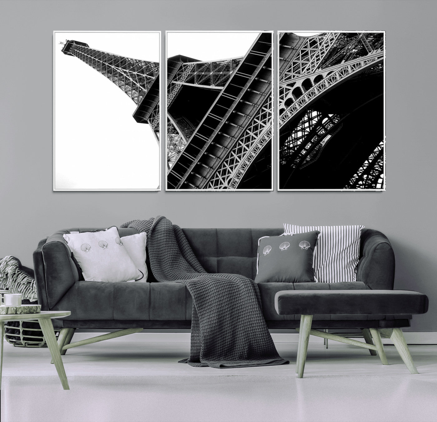 89033-MGV-CV-36X24-Eiffel Tower Wall Art – Dramatic Black and White Architectural Canvas Print, Modern Paris Decor for Office, Living Room or