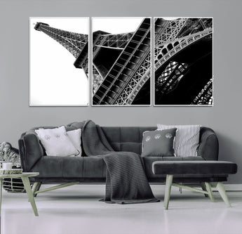 89033-MGV-CV-36X24-Eiffel Tower Wall Art – Dramatic Black and White Architectural Canvas Print, Modern Paris Decor for Office, Living Room or