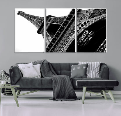 89033-MGV-CV-36X24-Eiffel Tower Wall Art – Dramatic Black and White Architectural Canvas Print, Modern Paris Decor for Office, Living Room or