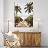47319550-MGV-CV-24X36-Tropical Beach Wall Art Canvas Print, Framed Rustic Sand Art Picture Print, Palm Tree Perfect Tropical Coastal Decor Artwork