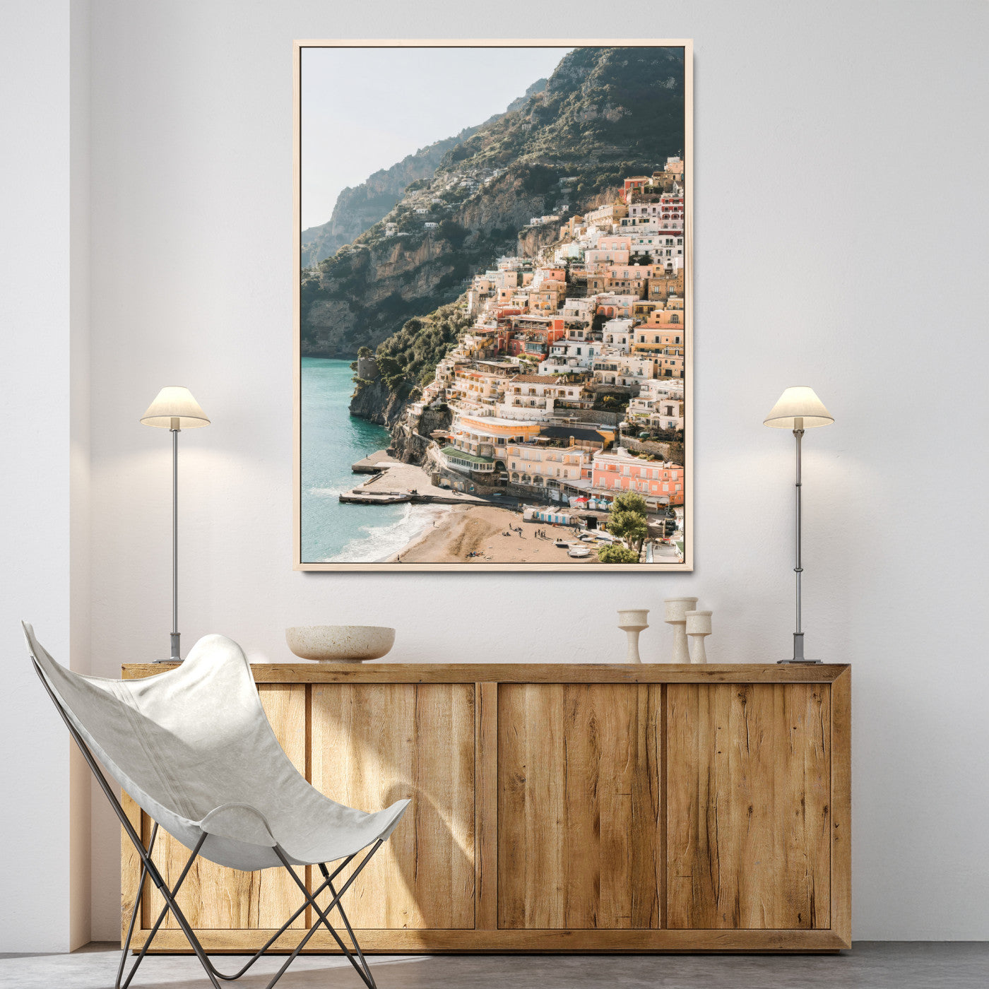 28897019-MGV-CV-24X36-Positano Coastline Wall Art Canvas Print, Framed Amalfi Architecture Art Picture Print, Italian Riviera Perfect Mediterranean