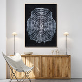 67859667-MGV-CV-24X36-Tree Ring Wall Art Wall Art Canvas Print, Framed Wood Slice Canvas Art Picture Print, Monochrome Nature Decor Perfect Modern