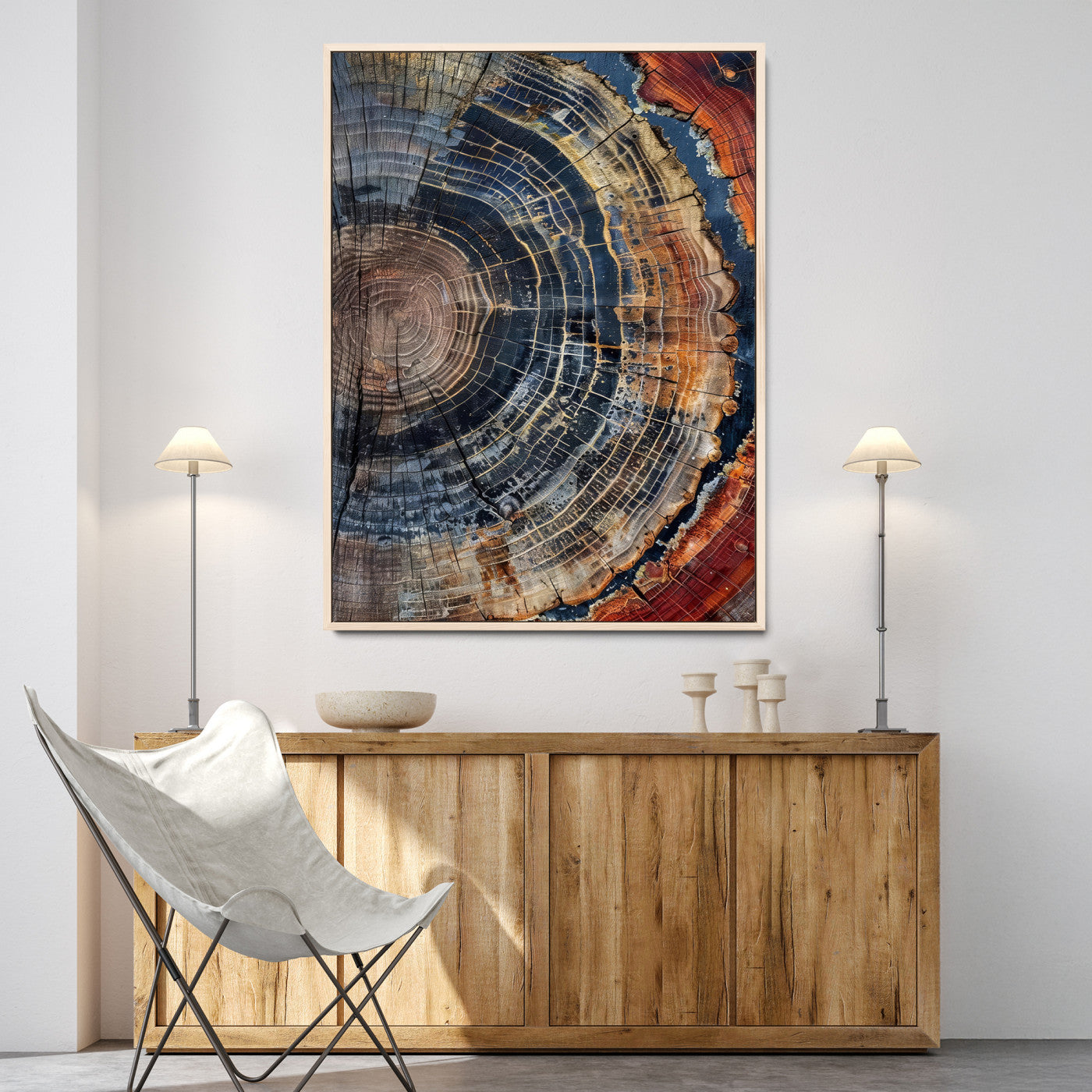 36357958-MGV-CV-24X36-Tree Ring Texture Wall Art Canvas Print, Framed Rustic Wood Decor Art Picture Print, Timber Wall Accent Perfect Rustic Farmhouse