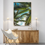 31086560-MGV-CV-24X36-Palm Leaves Wall Art Canvas Print, Framed Tropical Vibes Art Picture Print, Green Foliage Perfect Tropical Boho Decor Artwork