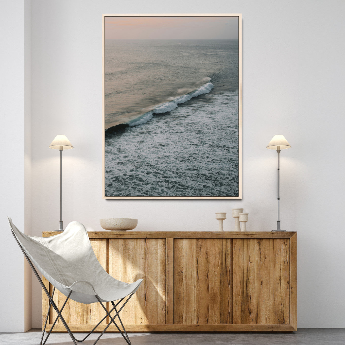 88999168-MGV-CV-24X36-Ocean Waves Wall Art Canvas Print, Framed Coastal Serenity Art Picture Print, Relaxing Ocean Perfect Modern Coastal Decor Artwork