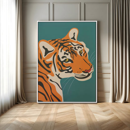 94447-MGV-FC-24X36_White-Tiger Portrait Wall Art – Bold Wildlife Canvas Print of Fierce Jungle Cat Face, Modern Animal Home Decor for Living Room, Office