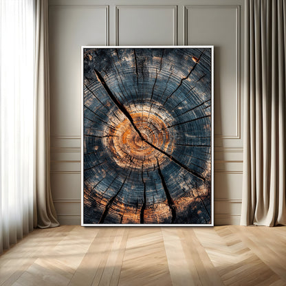 Test-Dikey-MGV-FC-24X36_White-Wood Tree Ring Wall Art Canvas Print, Framed Abstract Woodland Art Picture Print, Large Wood Stamp Perfect Farmhouse Decor Artwork