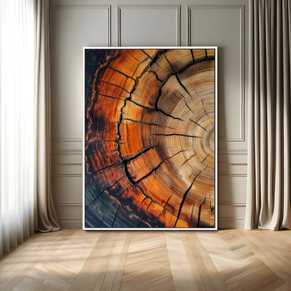 33751185-MGV-FC-24X36_White-Tree Rings Wall Art Canvas Print, Framed Wood Detail Art Picture Print, Rustic Texture Perfect Rustic Warm Decor Artwork