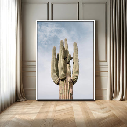 44868276-MGV-CV-24X36-Saguaro Cactus Wall Art Canvas Print, Framed Earthy Desert Art Picture Print, Warm Botanical Perfect Southwestern Boho Decor