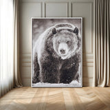 37297892-MGV-FC-24X36_White-Bison Portrait Wall Art Canvas Print, Framed Rustic Wall Accent Art Picture Print, Lodge Style Perfect Rustic Lodge Decor Artwork