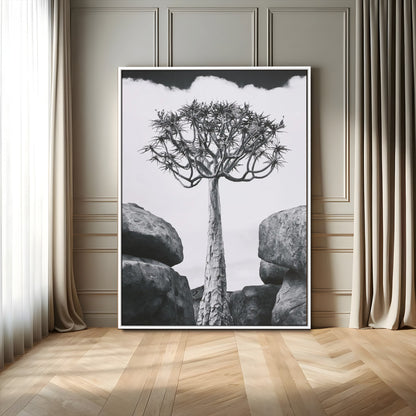60628080-MGV-CV-24X36-Bold Tree Silhouette Wall Art Canvas Print, Framed Sculptural Tree Shape Art Picture Print, Desert Tree Perfect Modern Desert
