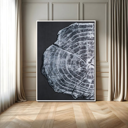 10432121-MGV-FC-24X36_White-Tree Ring Canvas Wall Art Canvas Print, Framed Rustic Wood Wall Art Picture Print, Botanical Tree Slice Perfect Modern Lodge Decor