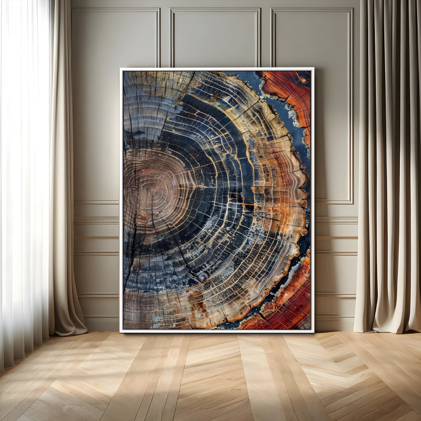 92693966-MGV-CV-24X36-Timber Cut Close-Up Wall Art Canvas Print, Framed Rustic Wood Canvas Art Picture Print, Natural Texture Decor Perfect Modern Lodge