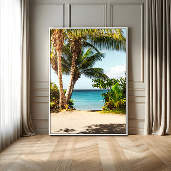 10046923-MGV-FC-24X36_White-Palm Tree Canvas Wall Art Canvas Print, Framed Coastal Wall Art Art Picture Print, Island Wall Decor Perfect Coastal Tropical