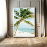 83804429-MGV-CV-24X36-Palm Tree Wall Art Canvas Print, Framed Tropical Beach Art Picture Print, Soft Sand Perfect Tropical Coastal Decor Artwork