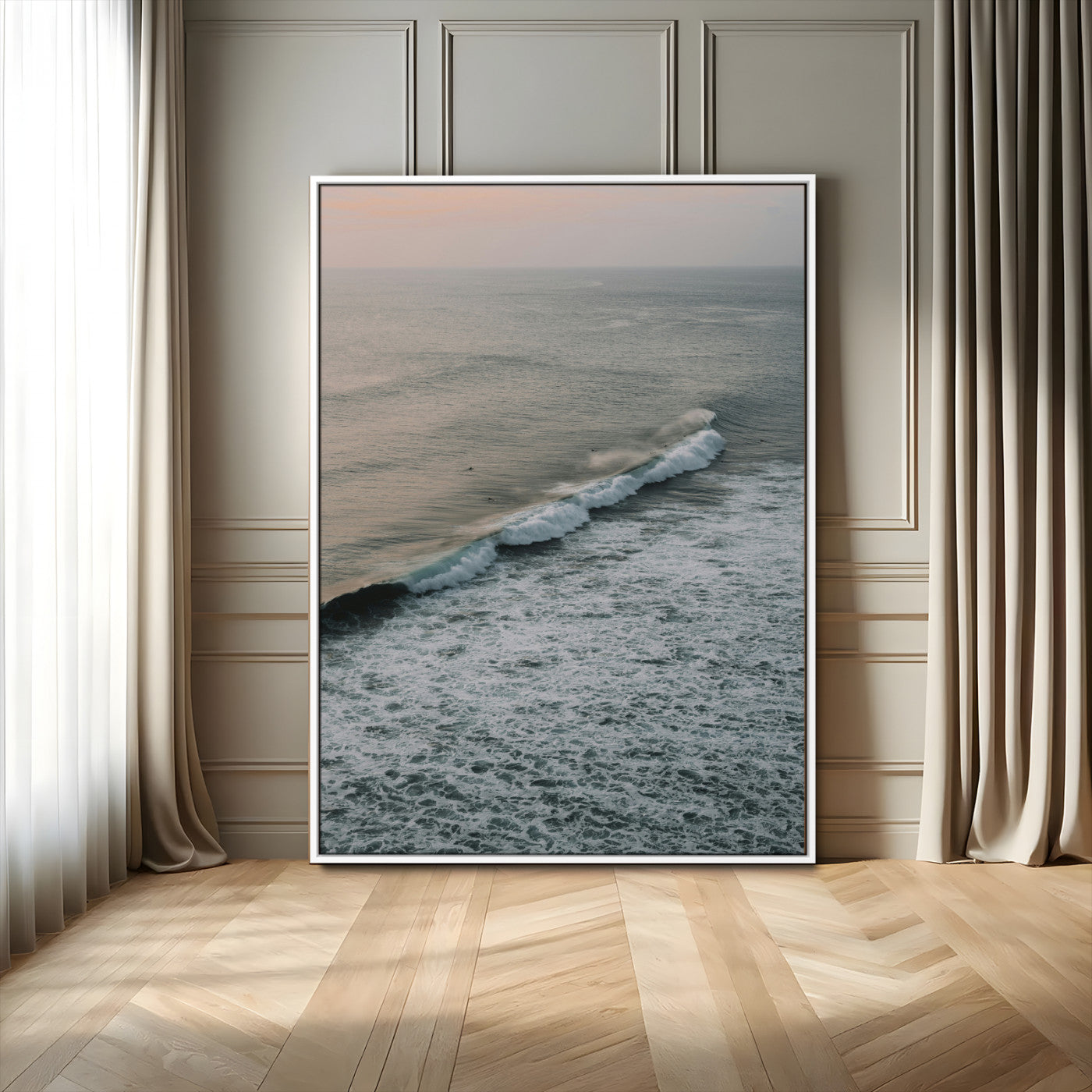 88999168-MGV-CV-24X36-Ocean Waves Wall Art Canvas Print, Framed Coastal Serenity Art Picture Print, Relaxing Ocean Perfect Modern Coastal Decor Artwork